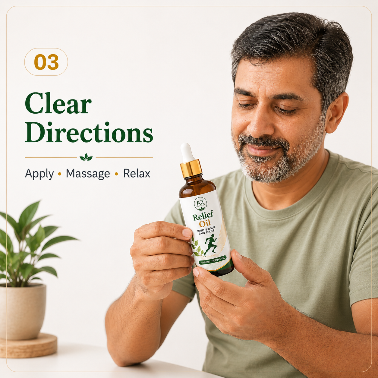 Clear external-use directions for Relief Oil