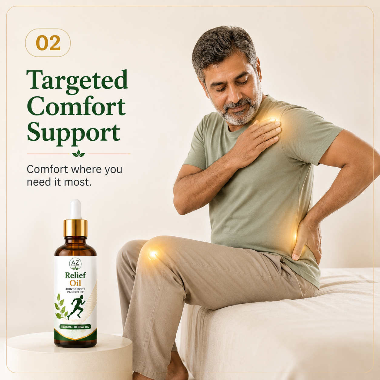 Targeted comfort support for joints, back, neck, and muscles