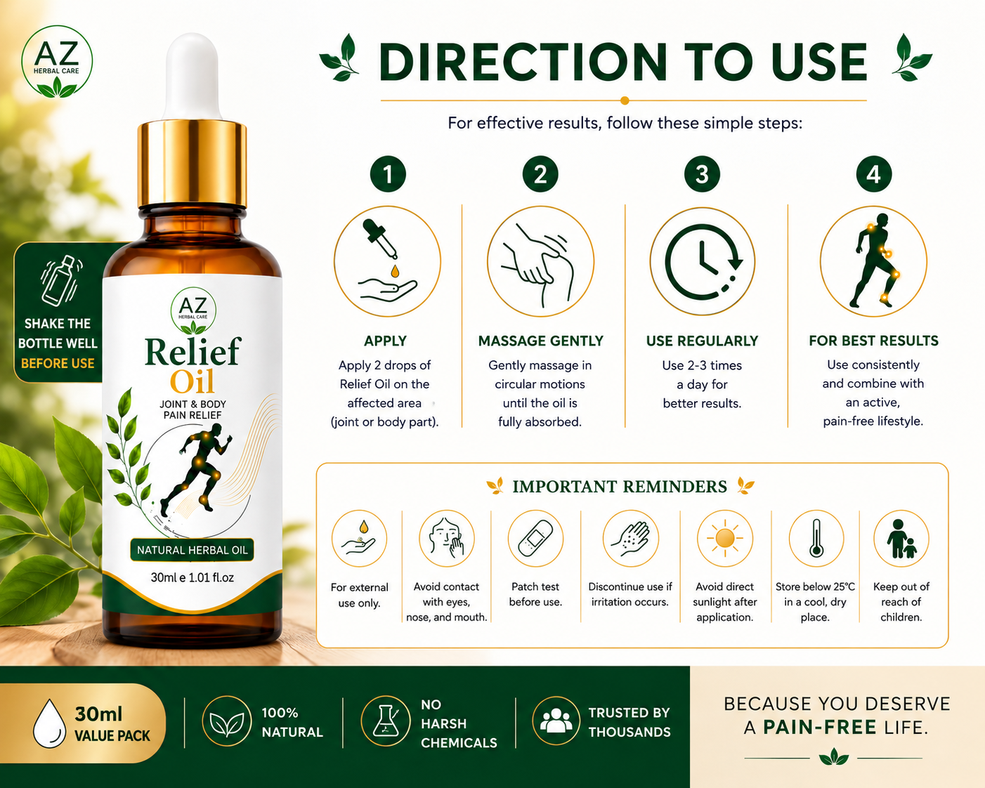 Relief Oil direction to use steps and important reminders